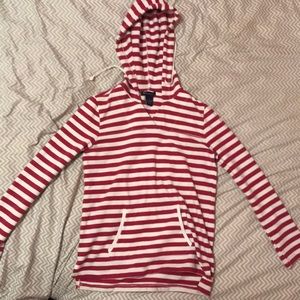 Red and White Striped Hoodie